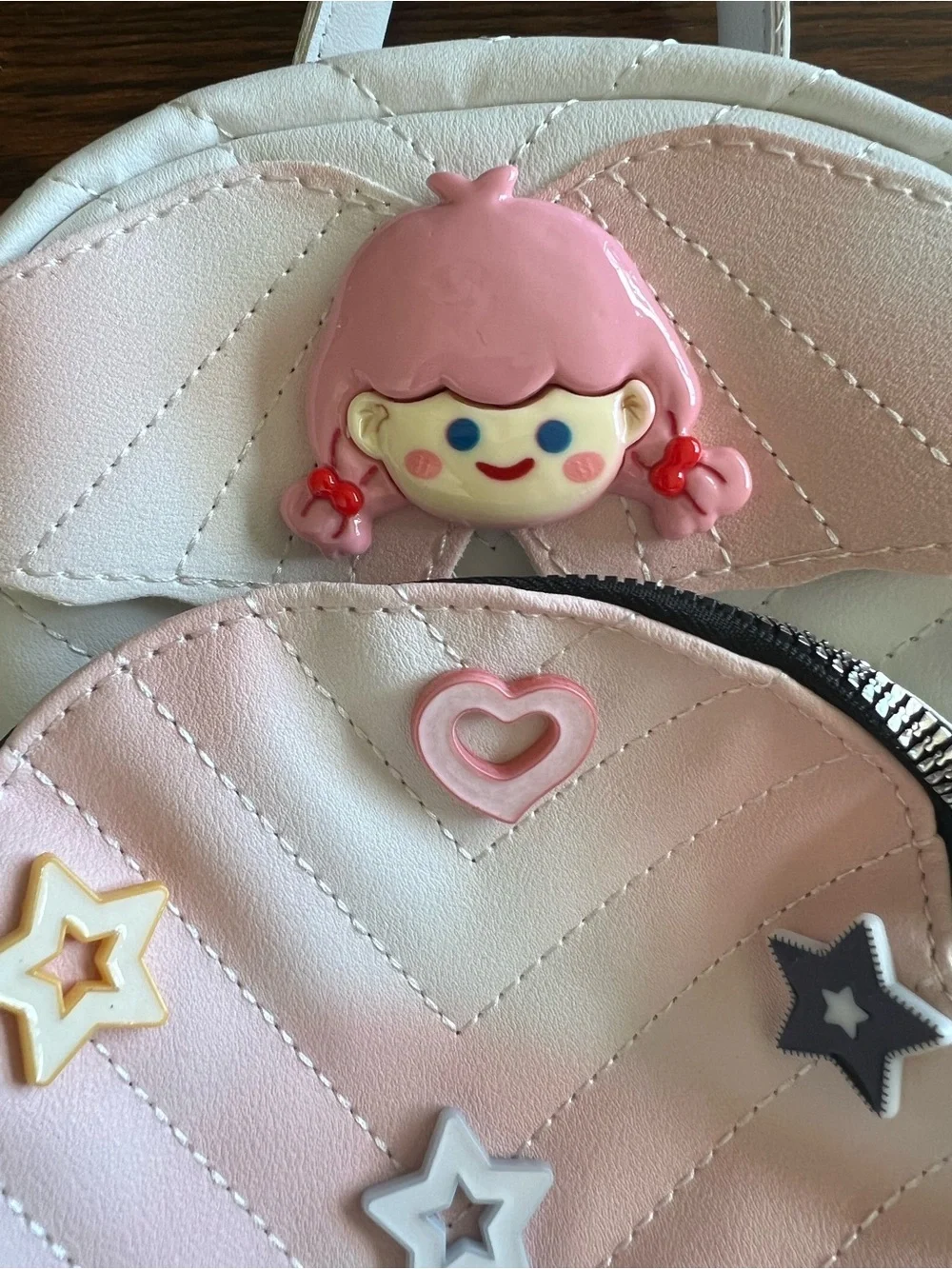 Kids White & Pink Girl Mini Backpack with Star Accents